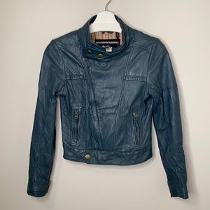 Tough Jeansmith Blue Lamb Leather Jacket